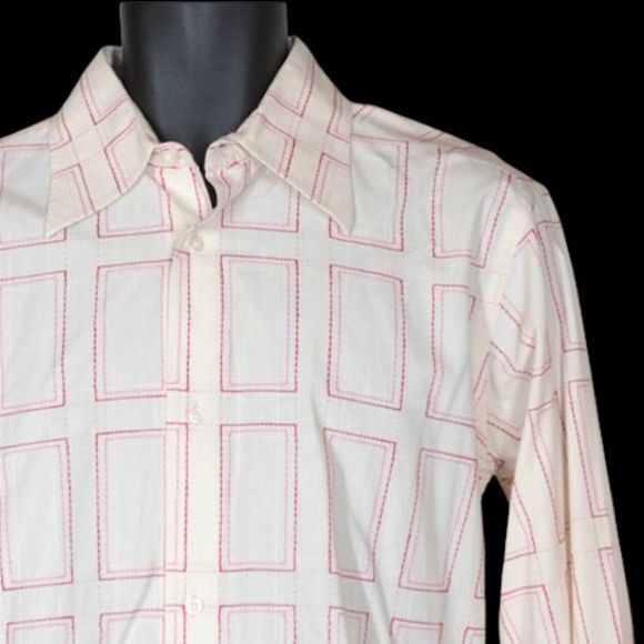 4YOU Scandinavia Long Sleeve Shirt Men's M / L Geometric Button Front Slim Fit - Picture 1 of 4